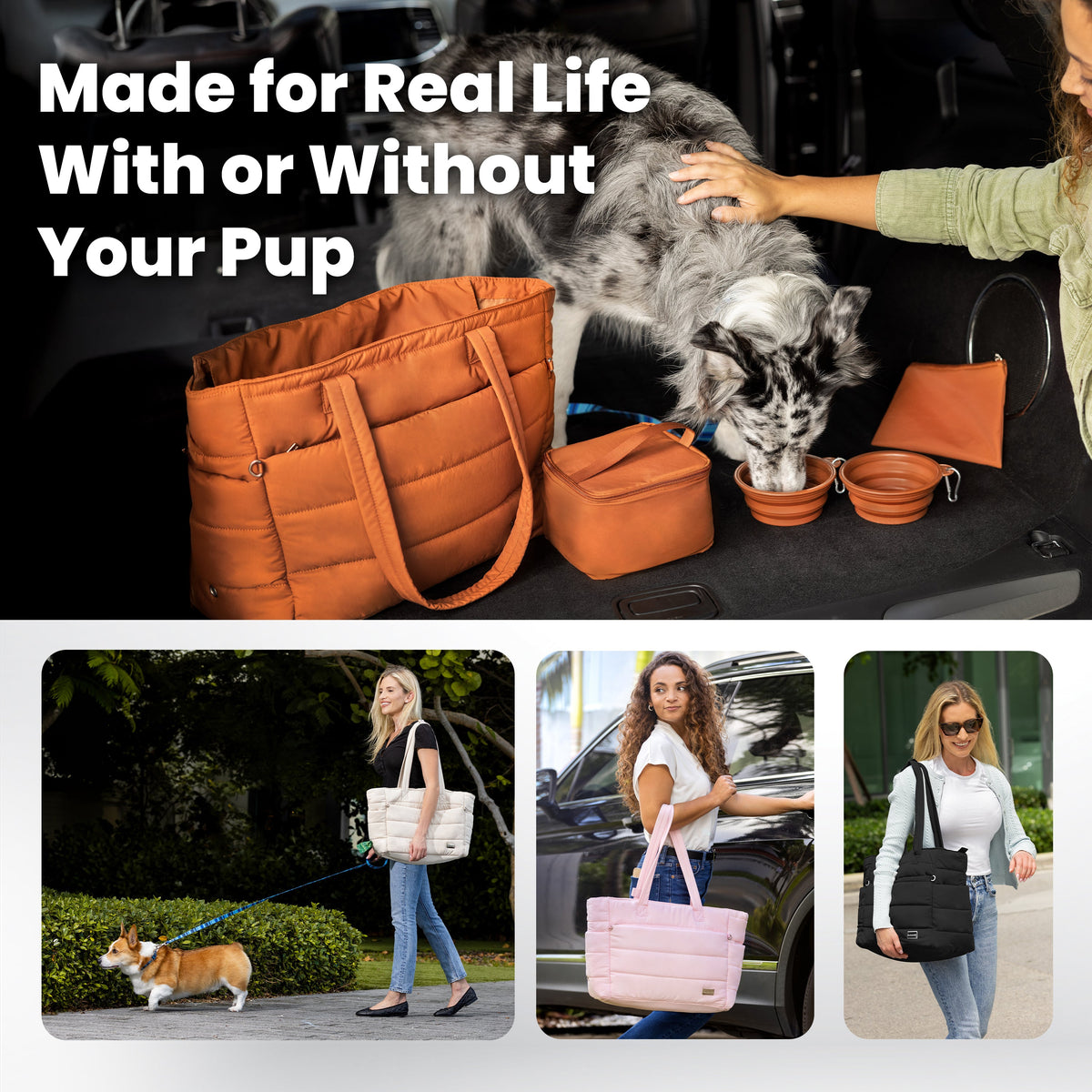 Puffer Dog Travel Bag for Dog Moms